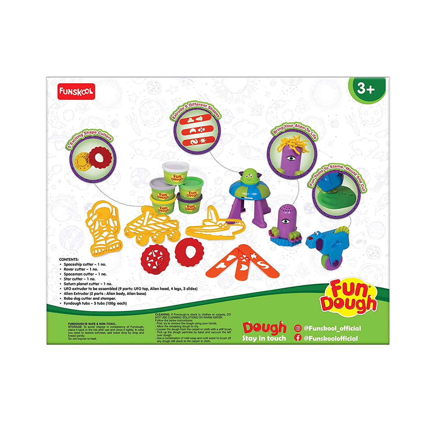 Fundough - Space Jam , Cutting and Moulding Playset , Space Themed Dough Set, 3years + , Multi-Colour